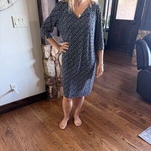 Laundry by Design Blue and White Geometric Dress